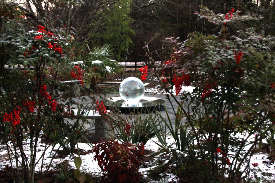 Sculpture in red leaves